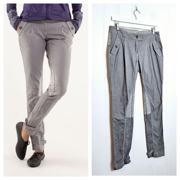 Lululemon Pedal Power Pants Womens 8 Gray Cycling Athletic Activewear Trousers - Picture 1 of 16